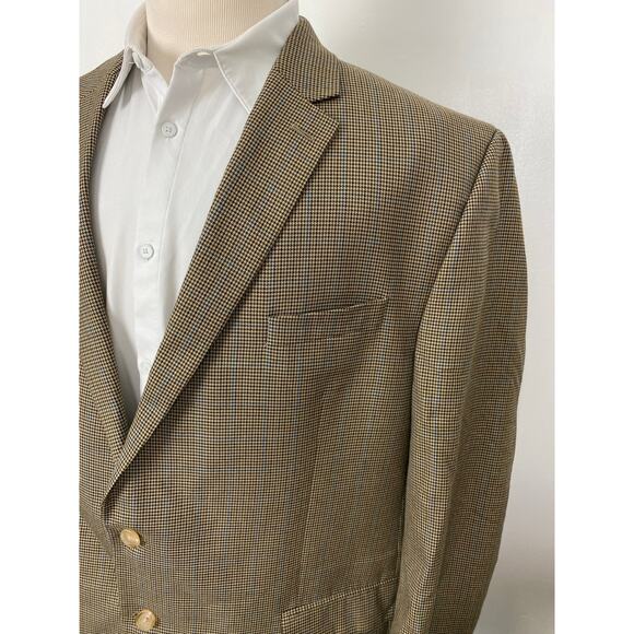 Men Lauren Ralph Lauren tan plaid 2-button blazer sport jacket coat, 50L - Picture 2 of 6